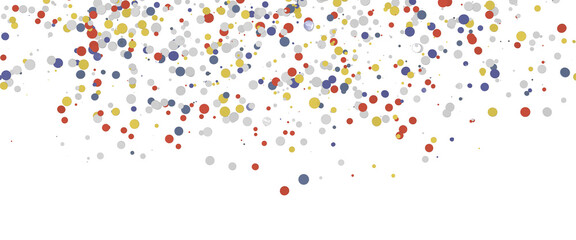  Colorful assorted confetti with serpentine on white