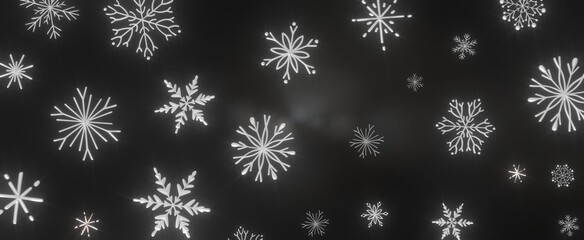 Whirling Snowstorm: Astonishing 3D Illustration Depicting Descending Festive Snowflakes