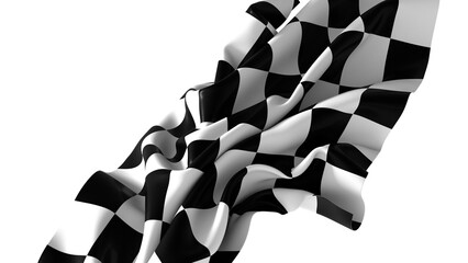 The checkered flag waves in the wind signaling the end of a race Victory is in sight
