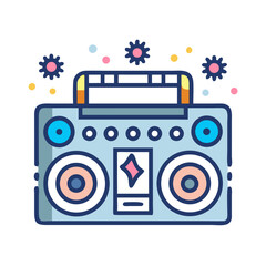 Obraz premium Boombox Music Player with Decorative Lights Icon Design