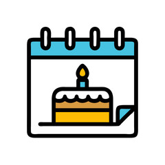 Calendar Page with Birthday Cake Icon Design