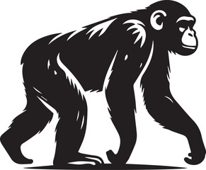 Fototapeta premium Monkey Clipart Silhouette, monkey illustration, monkey silhouette vector isolated on white background