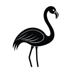 flamingo head curve neck vector art silhouette