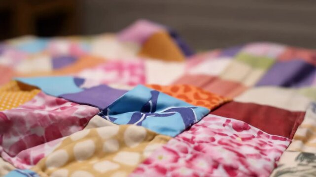 Colorful Quilt with Vibrant Patchwork Sustainable Textile for Home Decor Enhancing Warmth and Charm in Any Space