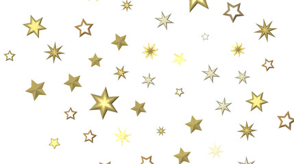 Gleaming Celestial Display: 3D Gold Stars Rain Illustration Mesmerizes