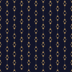 Abstract art deco seamless blue and golden pattern 1