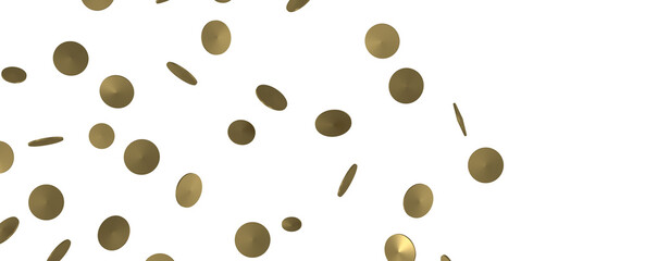 Golden serpentine confetti on transparent background. luxury isolated