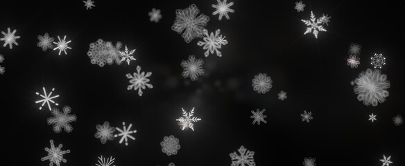 Frosty Delight: Breathtaking 3D Illustration of Falling Christmas Snowflakes