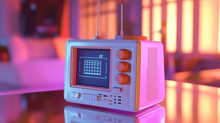 A retro-futuristic personal communicator device with an antenna, AI Generative.