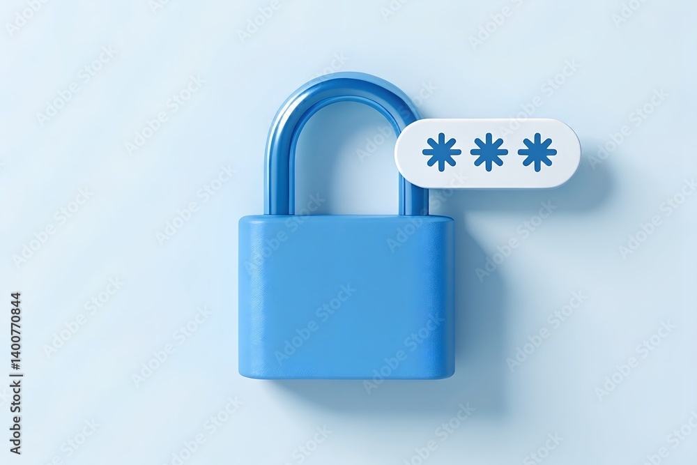 Aufkleber secure password protection with blue padlock representing cyber security and online data safety on a