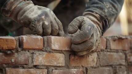 Mason creating decorative brickwork for a garden wall. Featuring artistry and precision