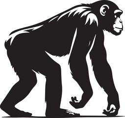 Fototapeta premium Monkey Clipart Silhouette, monkey illustration, monkey silhouette vector isolated on white background