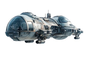 Obraz premium 3D Interstellar Colony Digital Spaceship with Biome Pods.