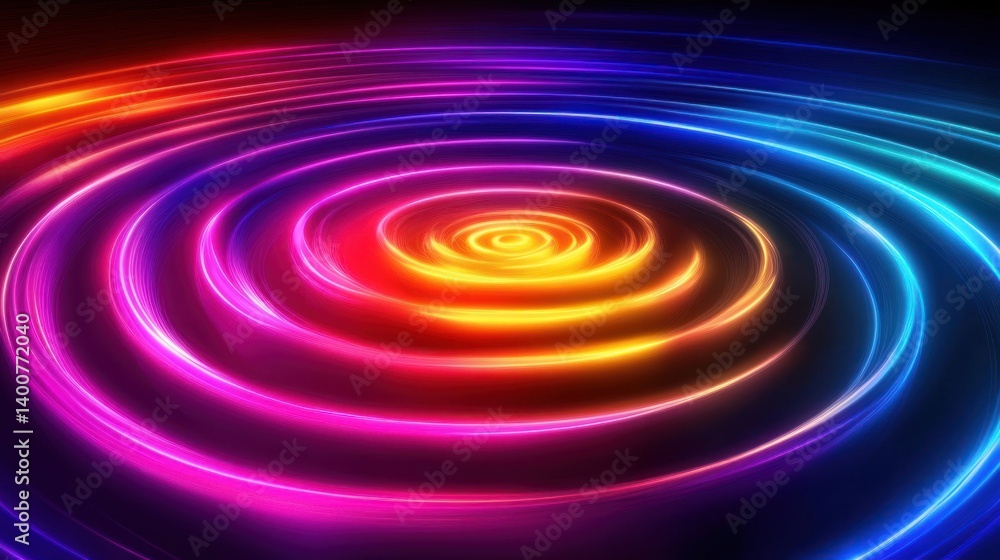 Poster a mesmerizing multi hued light spiral illustration showcasing a vibrant spectrum of colors from red 