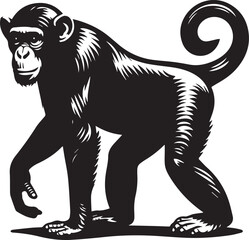 Fototapeta premium Monkey Clipart Silhouette, monkey illustration, monkey silhouette vector isolated on white background