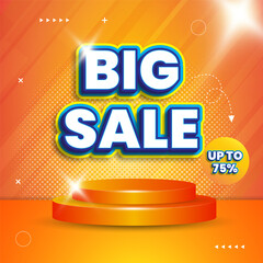 3d big sale text effect banner design