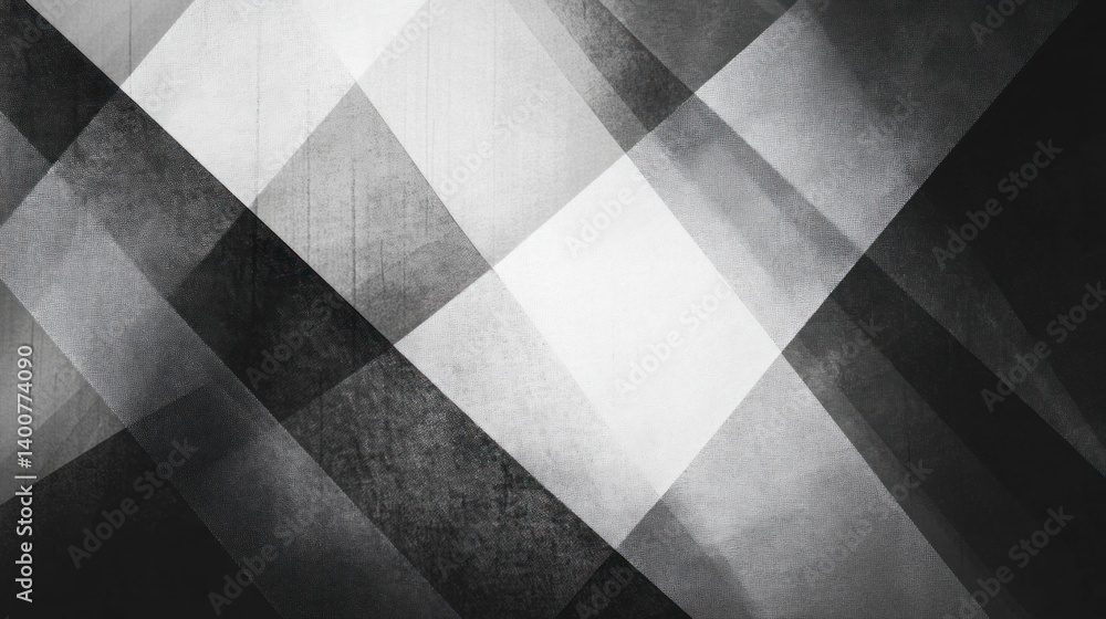 Poster abstract grayscale design with intersecting diagonal shapes.