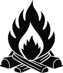 vector illustration of a fire icon set, fire line art silhouette icon, vector fire icon, outline art, laurel wreath on fire, on white background.