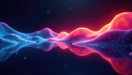 Obraz premium Waves of light and color undulate across the surface of a black mirror, black mirror, luminous, colorful