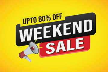 weekend sale tag. Banner design template for marketing. Special offer promotion or retail. background banner modern graphic design for store shop, online store, website, landing page

