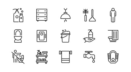 Toilet line icon set. Public toilet, women's, men's, mother and child rooms, restrooms, personal hygiene, outline icon collection. UI thin outline icon pack