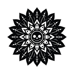 floral mandala skull center vector art silhouette