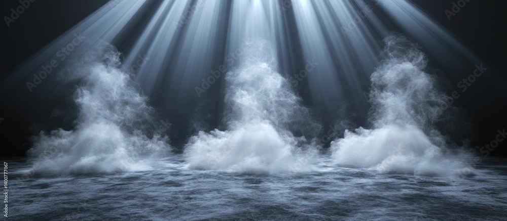 Poster ethereal emanations illuminated by celestial rays a mesmerizing display of smoke and light creating 