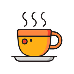 Outline Tea Cup with Milk Foam