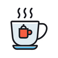 Outline Tea Cup with Milk Foam