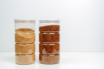 Psyllium, flax seeds, chia seeds. Healthy food. Diet, body cleansing. Healthy intestines. Appetite control