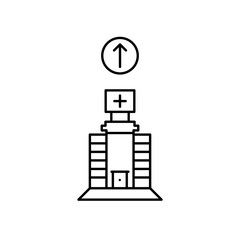 hospital icon design arrow up
