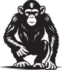 Obraz premium Monkey Clipart Silhouette, monkey illustration, monkey silhouette vector isolated on white background