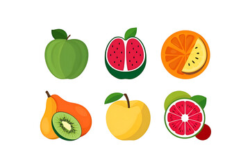 Realistic vector icons set of fruits and foods on white background for health conscious branding digital menu creation grocery packaging children education and wellness promotional materials