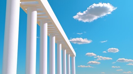 Fototapeta premium White Columns Against a Blue Sky