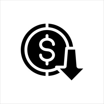 Cost reduction icon. Price lower arrow. Vector illustration for web design. Isolated on white background.
