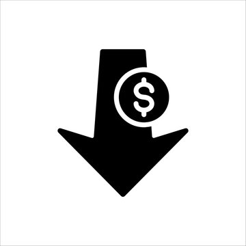 Cost reduction icon. Price lower arrow. Vector illustration for web design. Isolated on white background.