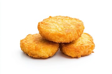 Golden fried patties, stacked