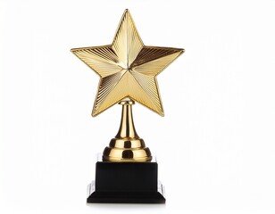 gold star award trophy isolated on white background