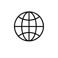 Wireframe Globe Icon on Transparent Background  