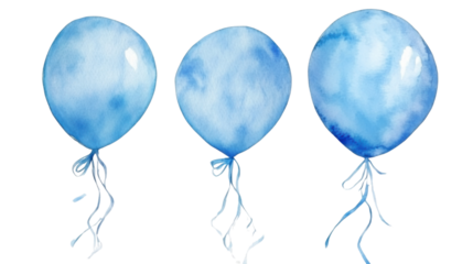 blue balloons isolated on white background 