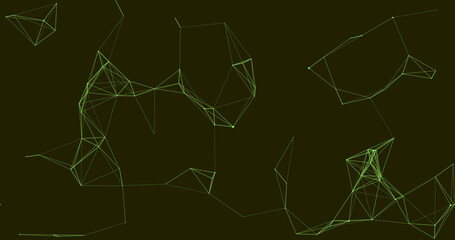Abstract Green Network Connection Lines, Plexus Structure, Digital Data, Technology Background, Geometric Polygonal Shape, Low Poly, Wireframe Mesh, Modern Design, Futuristic, Science, Artificial Inte