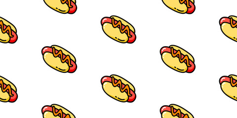 hotdog pattern background. hotdog seamless pattern background. fast food hotdog pattern background.