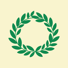Simple green nature icon featuring leaf and branch in circular frame