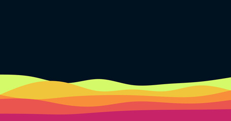 Abstract Colorful Waves Background: Vibrant Gradient Hills, Modern Design, Dynamic Curves, Smooth Layers, Dark Background, Vector Illustration, Wallpaper, Texture, Trendy, Graphic Design, Digital Art,