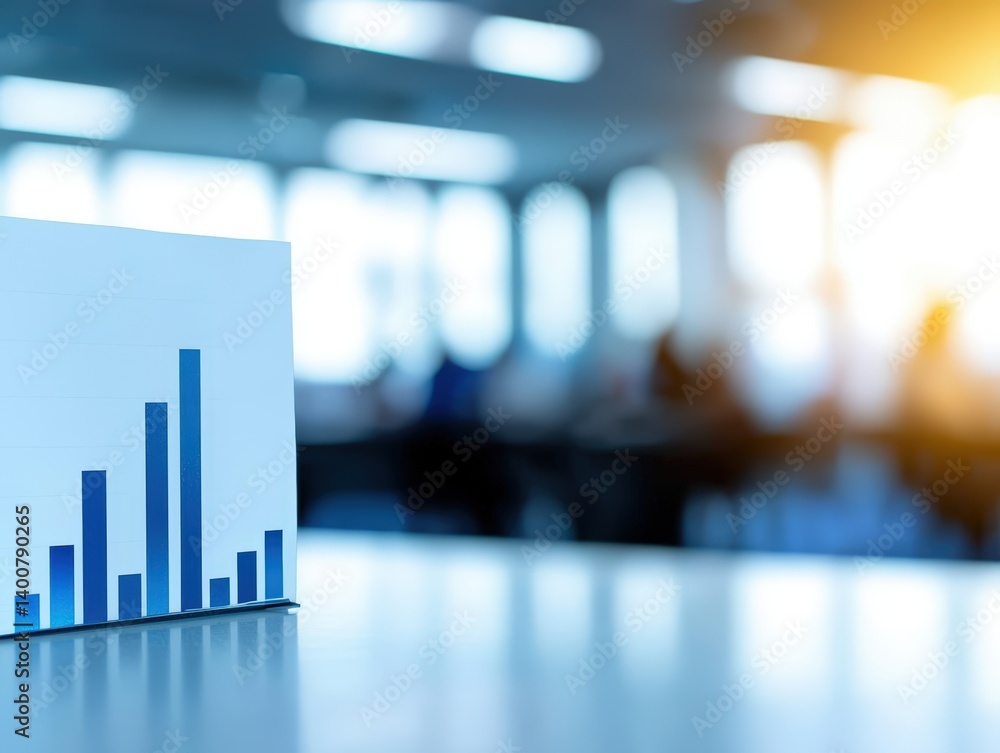 Poster close-up view of a whiteboard showcasing a bar graph illustrating dynamic financial growth isolated 