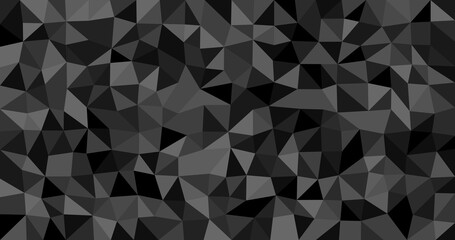 Abstract Black and Gray Low Polygonal Background: Geometric Triangular Texture for Modern Design, Web, and Print Projects. Seamless Pattern for Wallpaper, Presentations, and Digital Art.