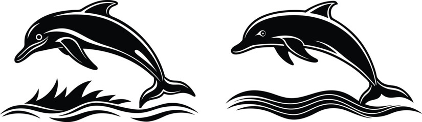 vector illustration of a white dolphin, vector illustration of a dolphin, vector illustration of a black and white background.