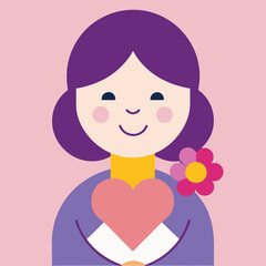 Cute mom holding gifts in floral background.