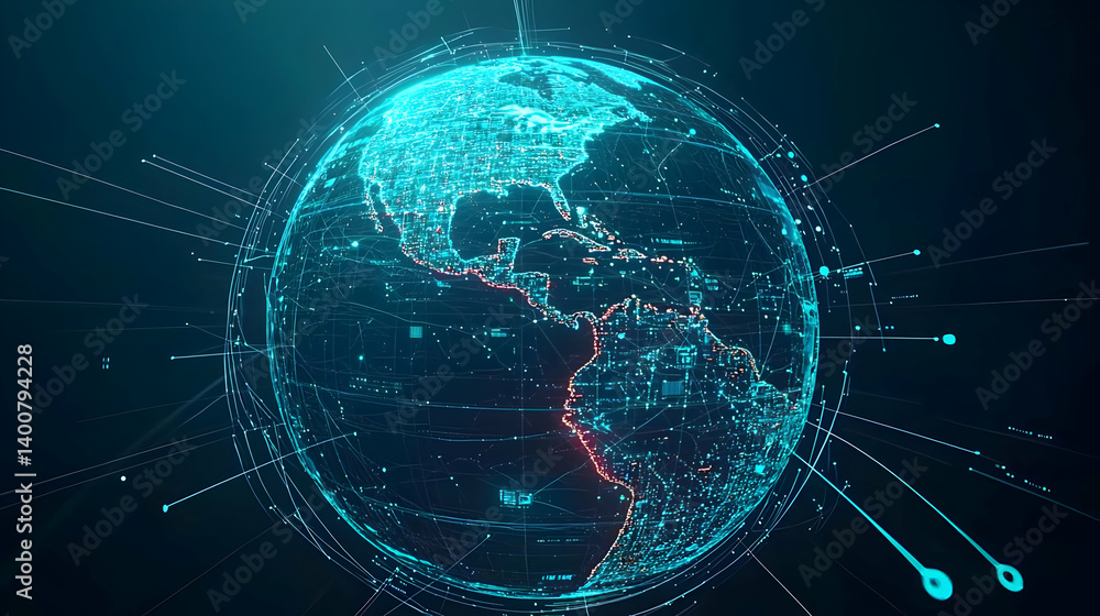 Aufkleber digital abstract globe visualization