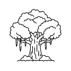 banyan tree icon, banyan tree vector illustration-simple illustration of banyan tree, perfect for banyan tree logos and icons